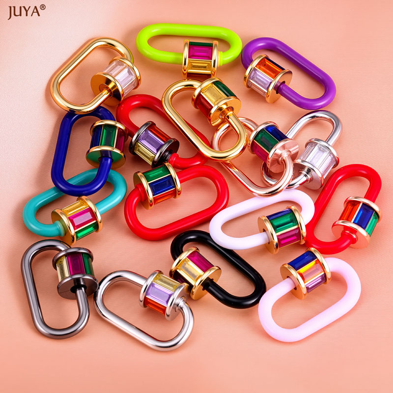 Jewelry Making Name - JUYA Regenboog Kristal Emaille Schroef Karabijnhaak