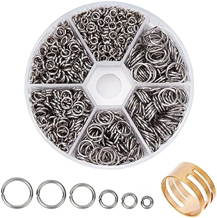 Jump Ring Assorted - 304 Roestvrijstalen Springring 1000Pcs Open Springringen