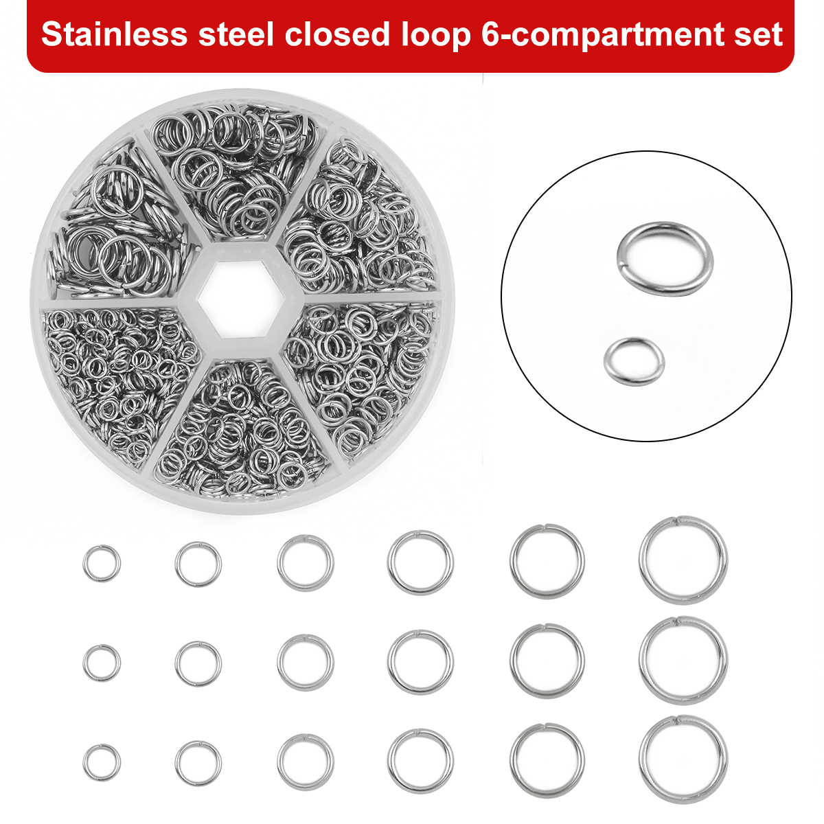 Jump Ring Assorted - 1 Set 1200 Stuks Rvs Open