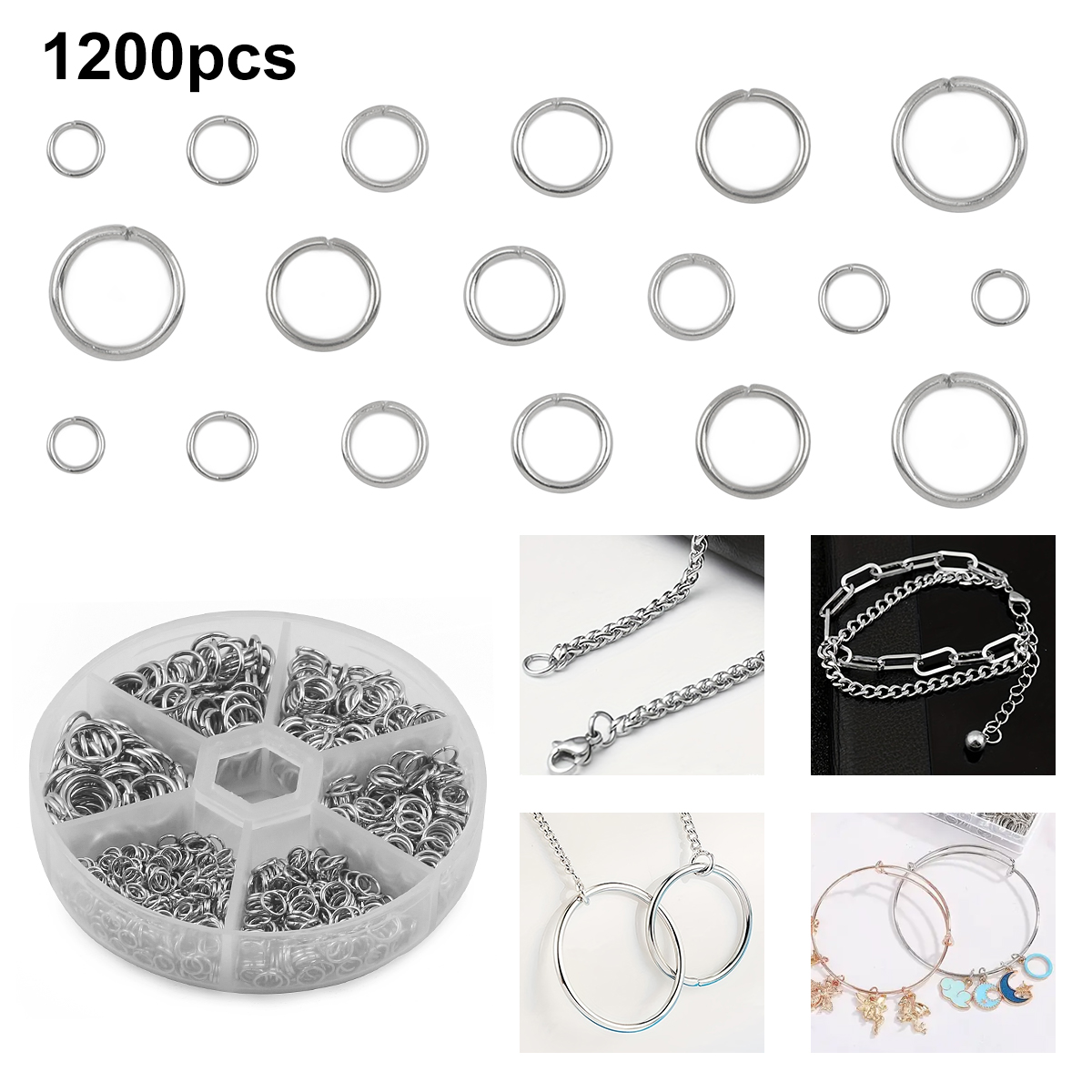 1 Set 1200 Stuks Rvs Open Ring - Jump Ring Assorted recensie en prijs