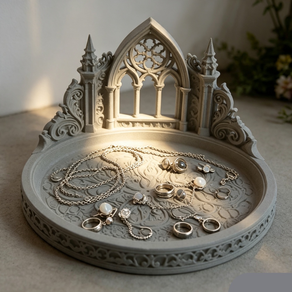 3D-geprinte witte gotische kat - Jewelry Making Desk recensie en prijs